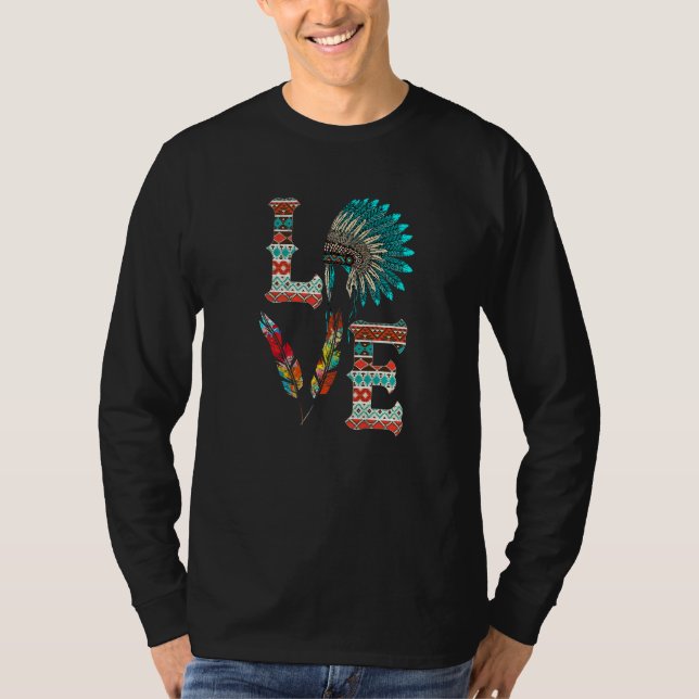 Camiseta LOVE Native American Indian Headdress With Feather (Frente)
