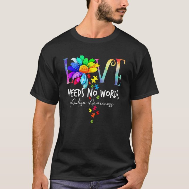 Camiseta Love Needs No Words u2013 Autism Awareness Puzzle  (Frente)