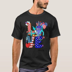 Camiseta Love Nicu Life Stethoscope Fireworks Usa Flag 4th