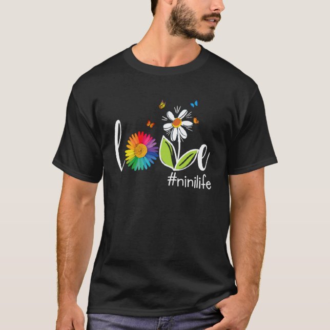 Camiseta Love Nini Life Raibow FLower Butterfly Dia de as m (Frente)