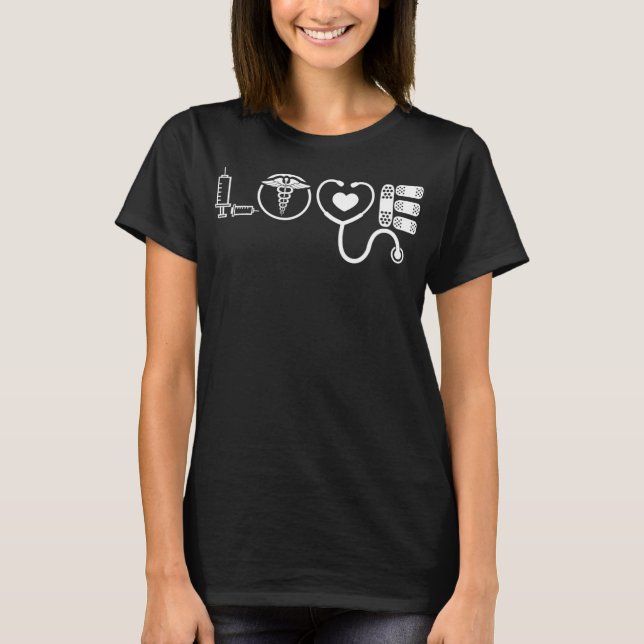 Camiseta Love Nurse Cute Nurse ER Nurse RN Nurse CNA Nurse  (Frente)