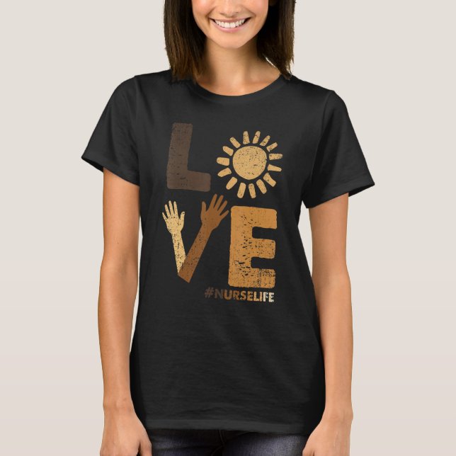 Camiseta Love Nurse Life Black History Month BLM Melanin Nu (Frente)