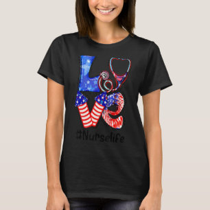 Camiseta Love Nurse Life Stethoscope Fireworks Enfermeira 4