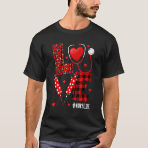 Camiseta Love Nurselife Namorados Enfermeira Leopard Impres