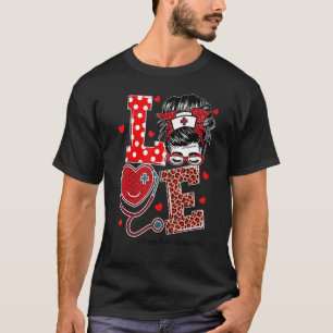 Camiseta Love Nurselife Namorados Enfermeira Leopard Messy 