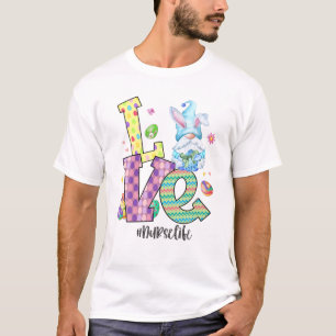 Camiseta Love Nurselife Páscoa Gnomo Caça de Ovos Nur