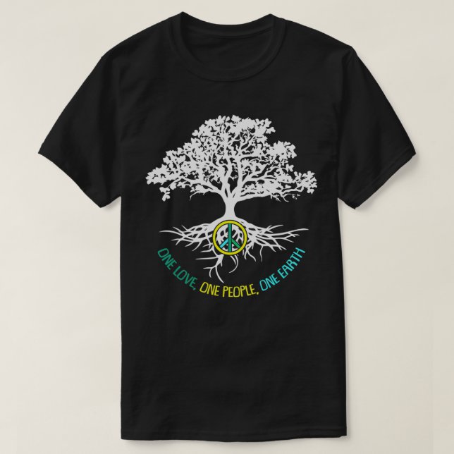 Camiseta Love One People One Earth Day Peace Sign Nature Lo (Frente do Design)