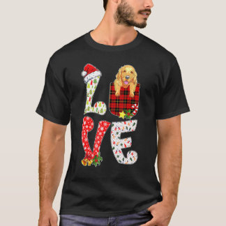 Camiseta Love Ouro Retriever Dog Red Xadrez Pocket Christy