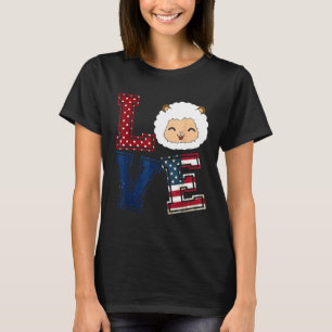 Camiseta LOVE Ovelhas Enfrentam Bandeira Americana Patrióti