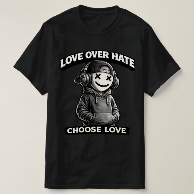 Camiseta Love Over Hate Urban Icon Smiling X-Eyes Urban  (Frente do Design)