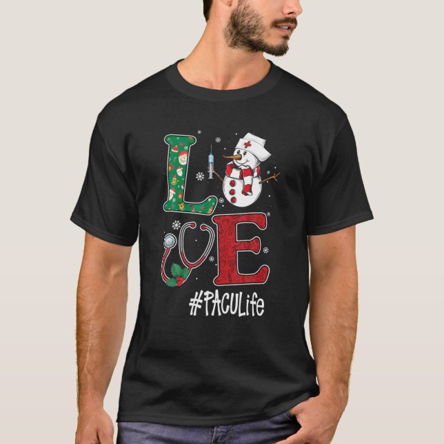 Camiseta Love PACU Life Stethoscope Snowman Vacci (Frente)