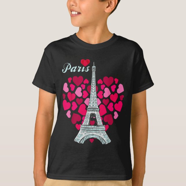 Camiseta Love Paris Heart Eiffel Tower Souvenir France Fren (Frente)