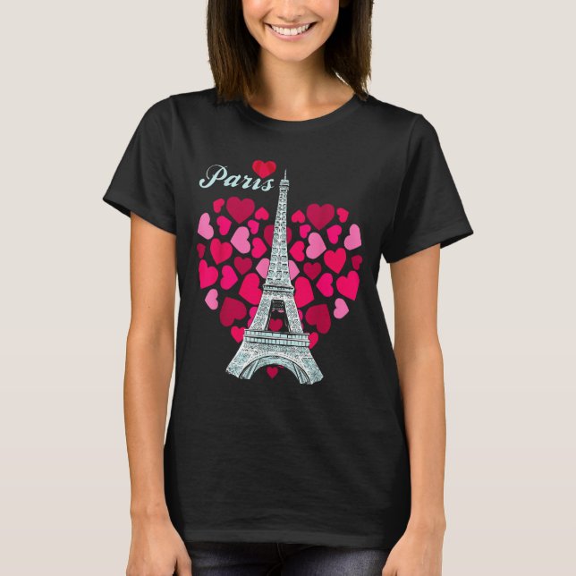 Camiseta Love Paris Heart Eiffel Tower Souvenir France Fren (Frente)