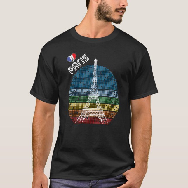Camiseta Love Paris Retro Eiffel Tower França Souvenir Fren (Frente)