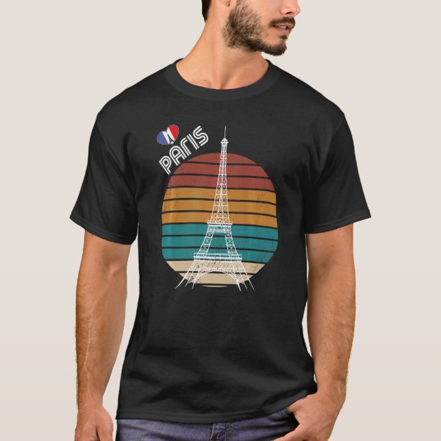 Camiseta Love Paris Retro Eiffel Tower France Souve Turísti (Frente)