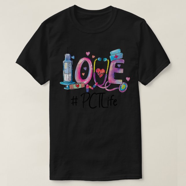 Camiseta Love Patiease Technician - Enfermeira PCT (Frente do Design)