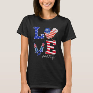 Camiseta Love PCT Life Nurse 4 De Julho American Flag Patr