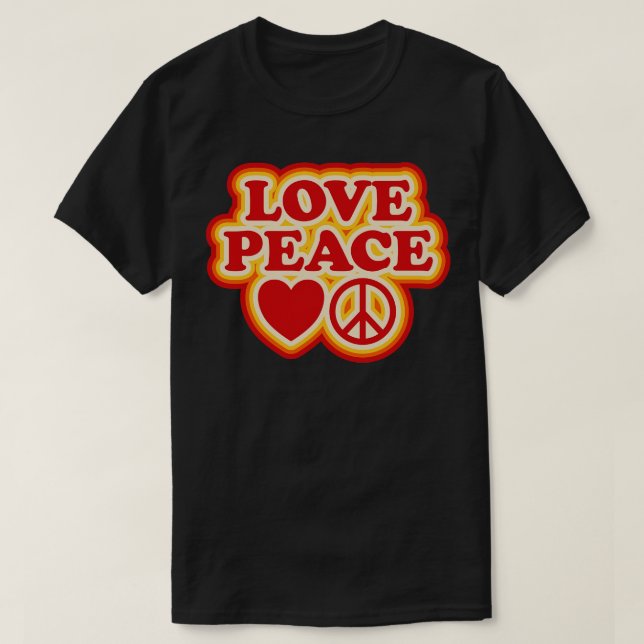 Camiseta Love Peace 70s Retro Design (Frente do Design)