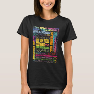 Camiseta Love Peace Equality Phrase in Different Languages 