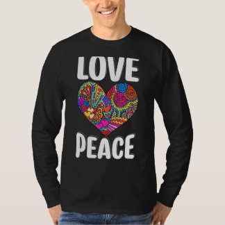 Camiseta Love Peace Heart Hippie Abstrato Tie Dye Ret