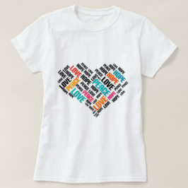 Camiseta LOVE PEACE HOPE Chic Na moda Word Cloud