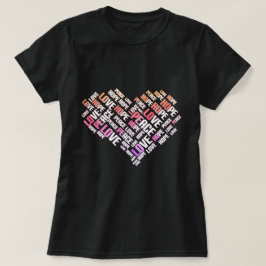 Camiseta LOVE PEACE HOPE Chic Na moda Word Cloud