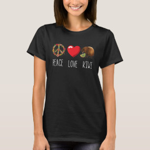 Camiseta Love Peace Kiwi Bird Nova Zelândia Nação Voadora