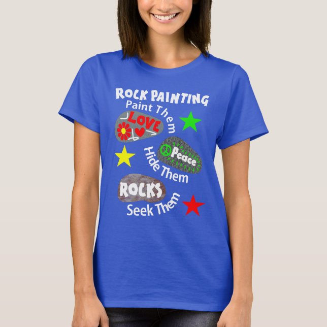 Camiseta Love Peace Rocks Kindness Rock Painting Graphic (Frente)