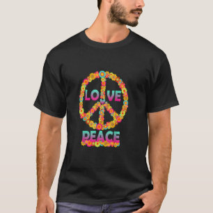 Camiseta Love Peace Sign Freedom 60s 70s Tie Dye Hippie Vib