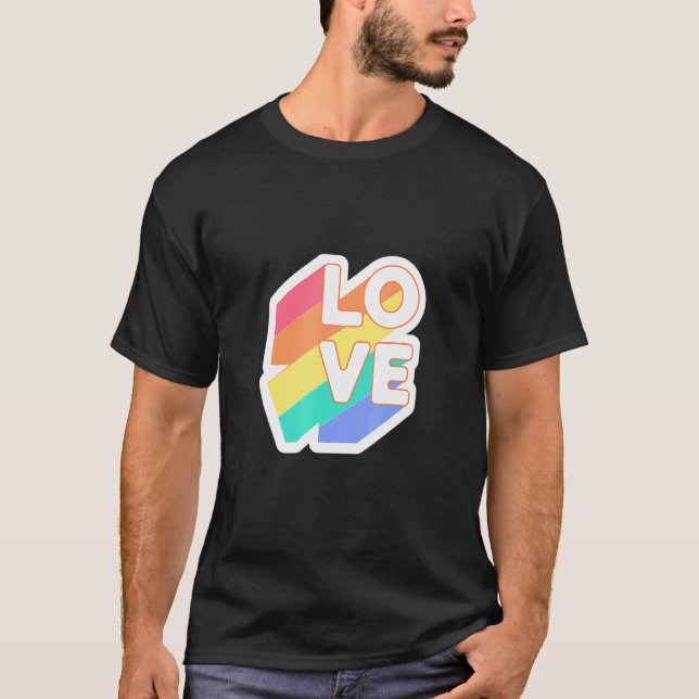 Camiseta Love Peace Sign with Rainbow Colour Lgbt Lésbian G (Frente)