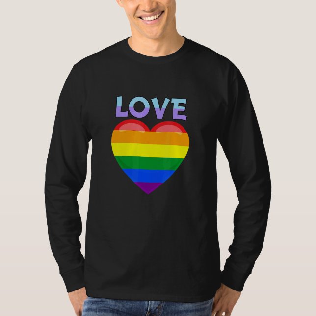 Camiseta Love Peace Sign with Rainbow Colour Lgbt Lésbian G (Frente)