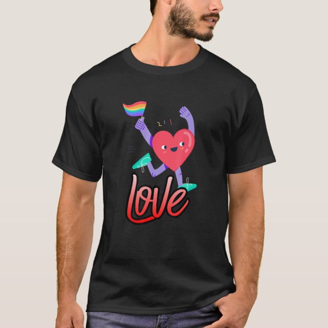 Camiseta Love Peace Sign with Rainbow Colour Lgbt Lésbian G (Frente)