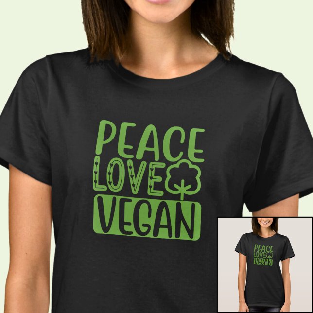 Camiseta Love Peace Vegan - em cor escura (Criador carregado)