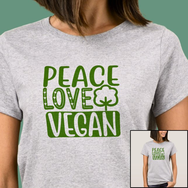 Camiseta Love Peace Vegan - sobre cor clara (Criador carregado)