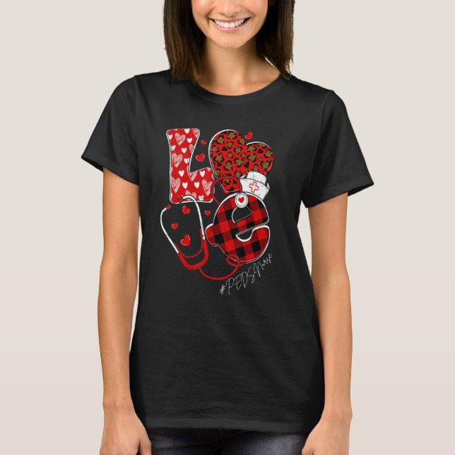Camiseta LOVE Pediatric Nurse PEDS Valentine's Day Nursing  (Frente)