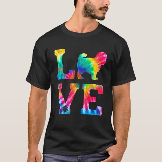Camiseta Love Peekapoo Tie Tie Dog Mãe Pai (Frente)