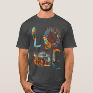 Camiseta Love Photography Sunflower Camera Vintage Lover T-