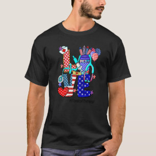 Camiseta Love Physical Therapist Stethoscope Fireworks Usa