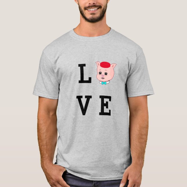 Camiseta Love Pig Cartoon (Frente)