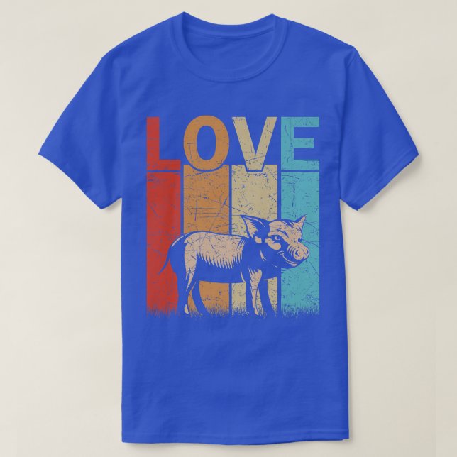 Camiseta Love Pig Retro 70s Graphic Distressed Pig Lover Pr (Frente do Design)