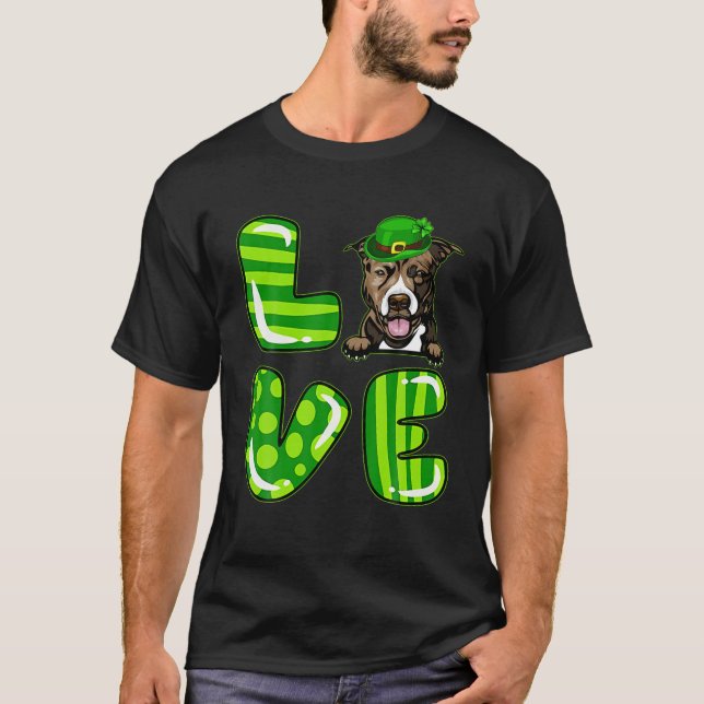 Camiseta Love Pitbull Lucky Clover Shamrock Rua Da Patrick (Frente)