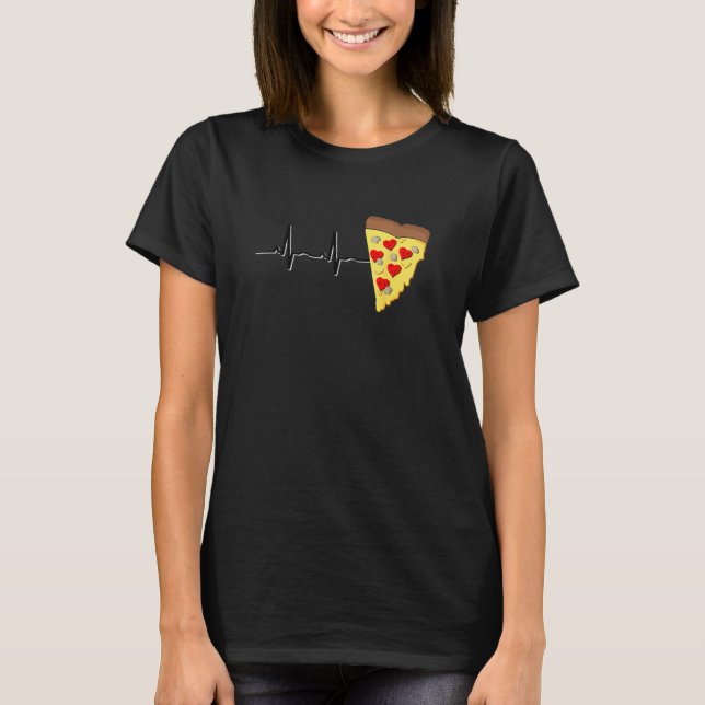 Camiseta Love Pizza Ekg Heart Beat Pepperoni Valentines Men (Frente)