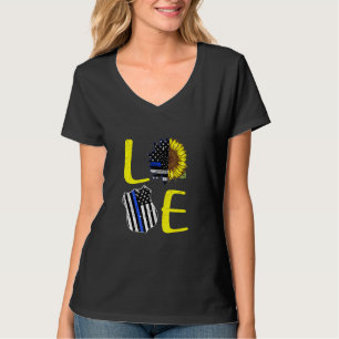 Camiseta Love Police Blue Line Sunflower Art