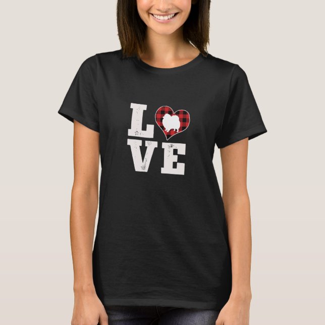Camiseta Love Pomeranian Dog Lover Gifts Buffalo Plaid Vale (Frente)