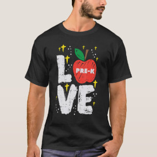 Camiseta Love Pre K Apple Cute First Day Prek School Tea