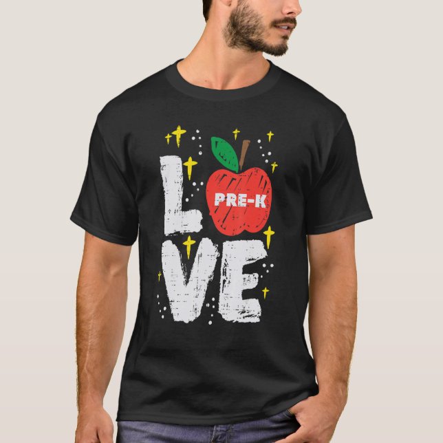 Camiseta Love Pre K Apple Cute First Day Prek School Tea (Frente)