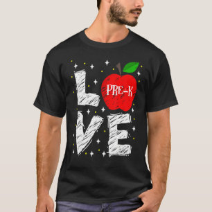 Camiseta Love Pre K Apple De Volta Ao Professor De Escola