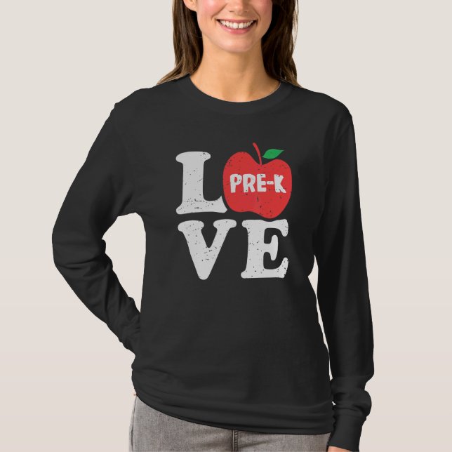 Camiseta Love Pre K Apple Student Teacher   (Frente)