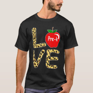 Camiseta Love Pre K Leopard De Volta Ao Professor Aluno