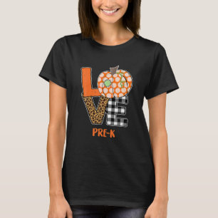 Camiseta Love Pre K Teacher Ação de Graças Pumpkin Costume